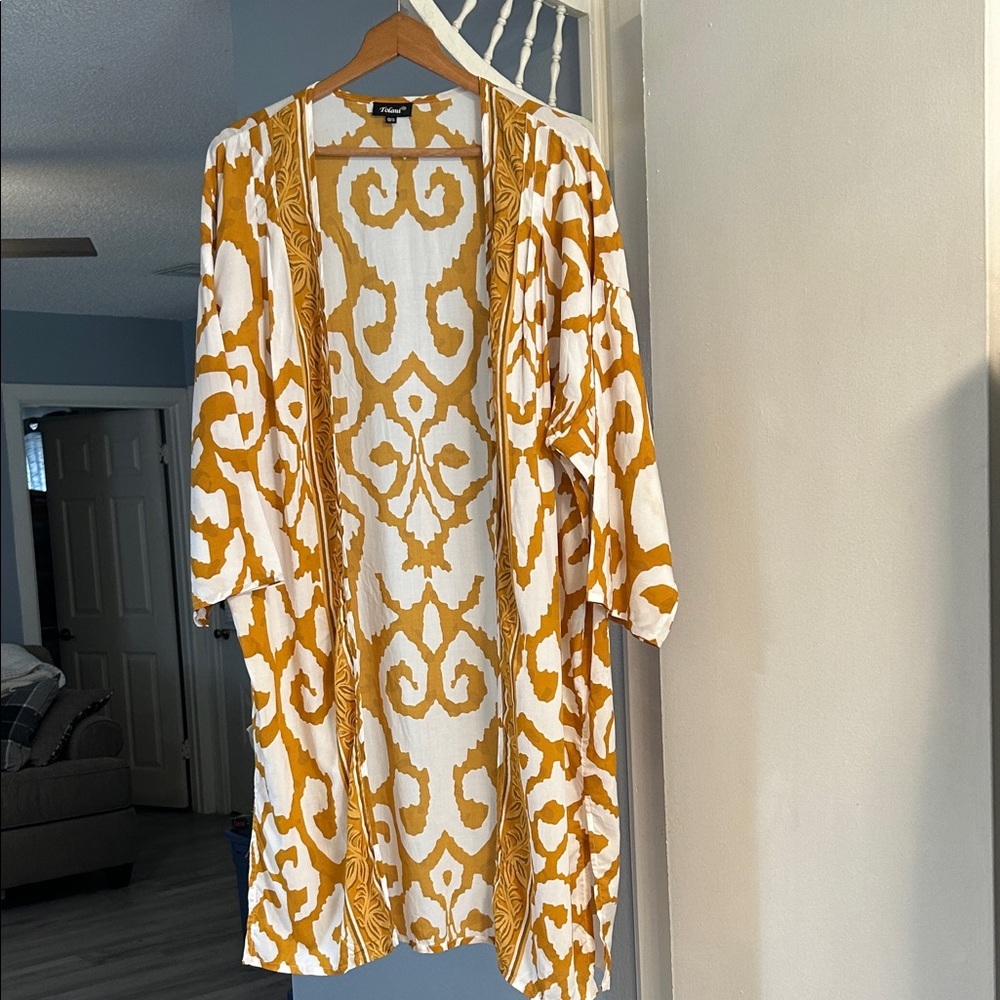 Tolani Evereve Gold Shara Wrap Kimono Open Front Top One Size - Picture 2 of 6